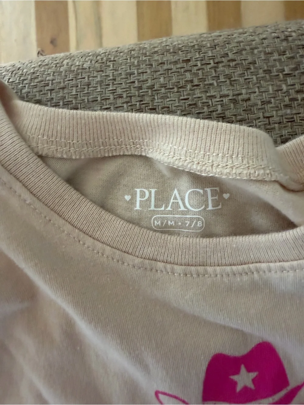 The Children's Place Peach Tee with Hot Pink Graphic